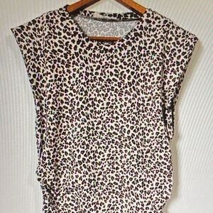 ADORA Sleeveless Leopard Print Top in Cream and Brown